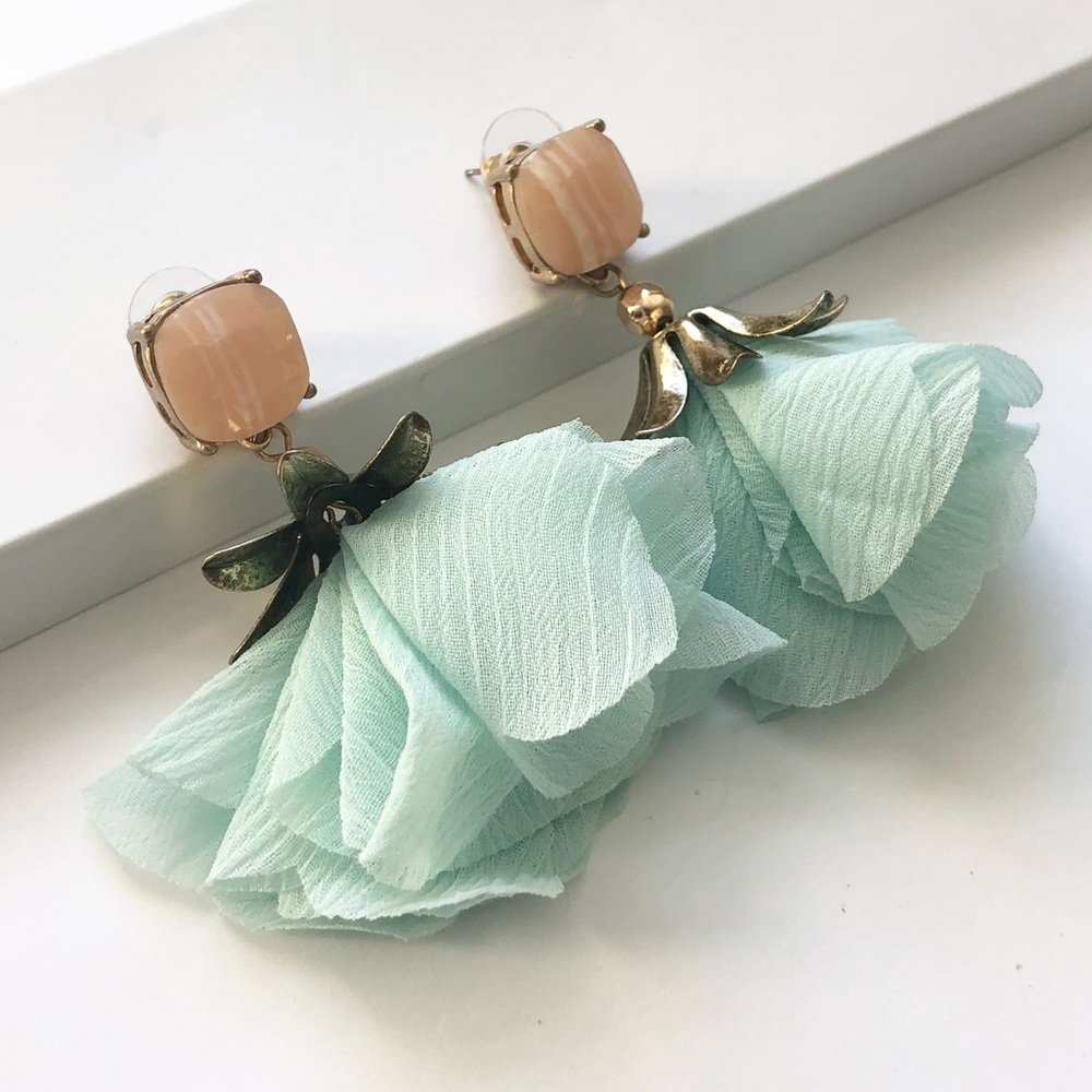 Floral drop earring with post stud